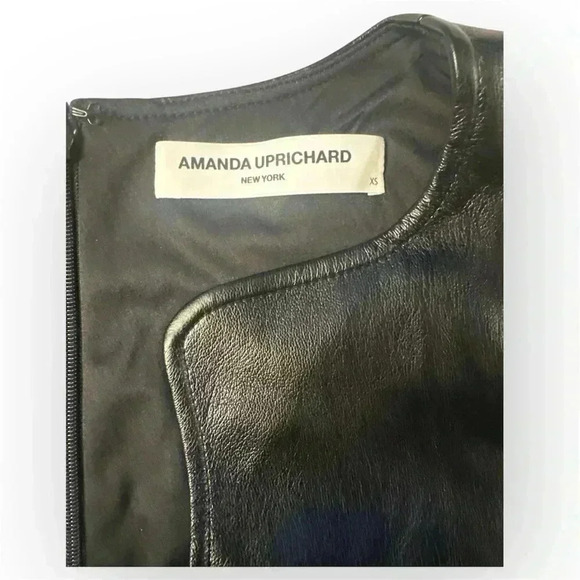Amanda Uprichard - Sleeveless Leather Puzzle Tank Top in Black NWT (Sz XS) - Picture 7 of 7
